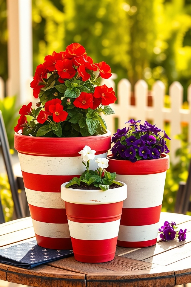 american flag inspired planters