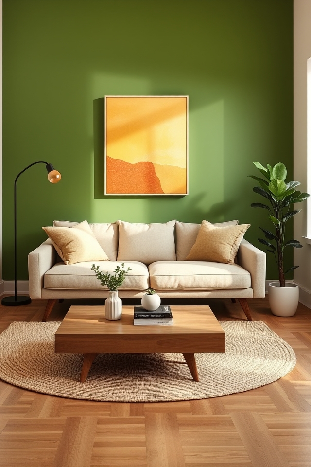 avocado green accent wall