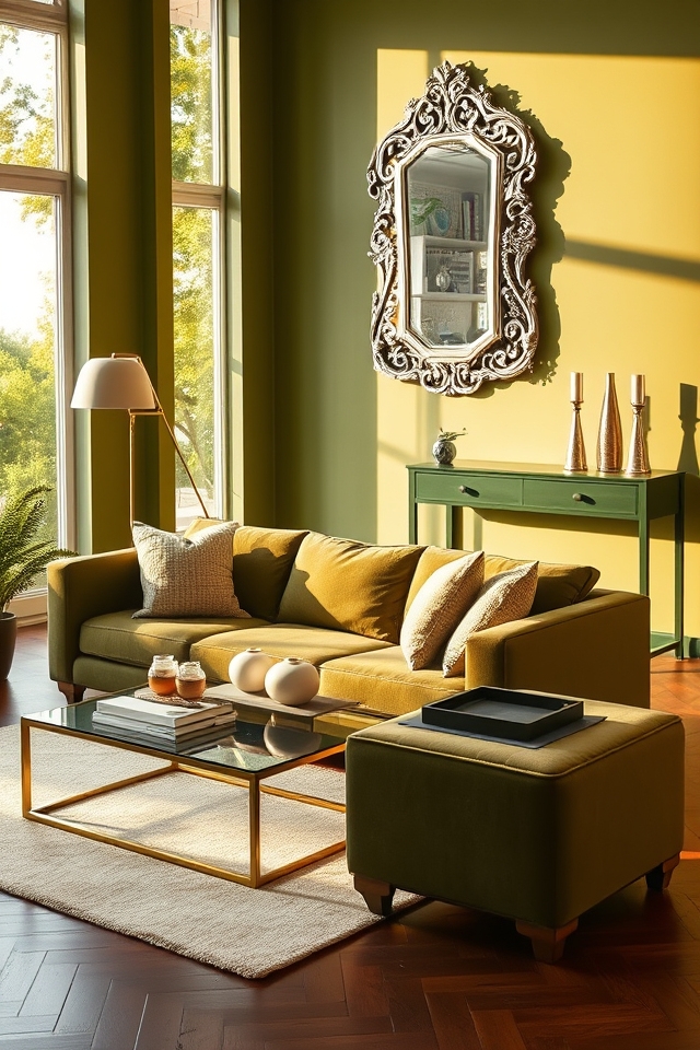 avocado green metallic glamour