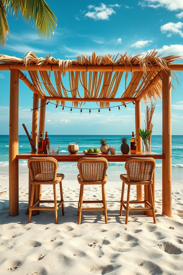 bamboo thatched beach bar