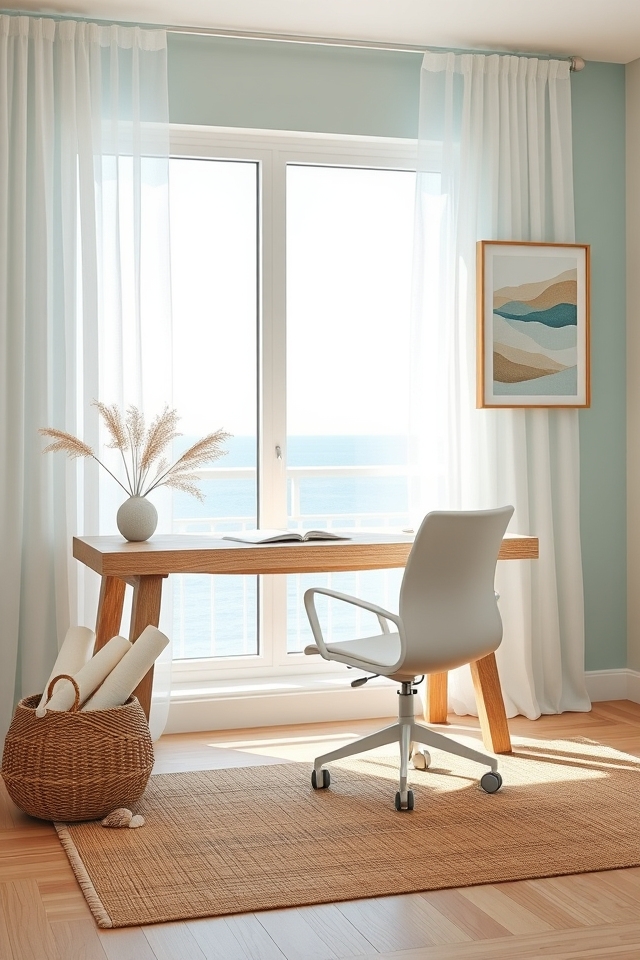 beach inspired serene workspace