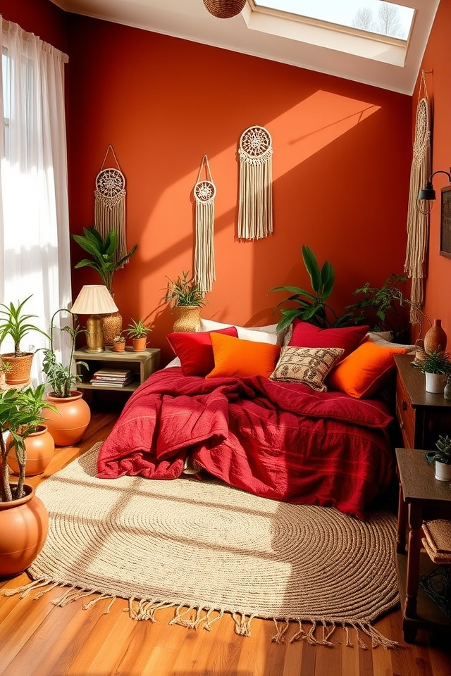 bohemian terracotta bedroom decor