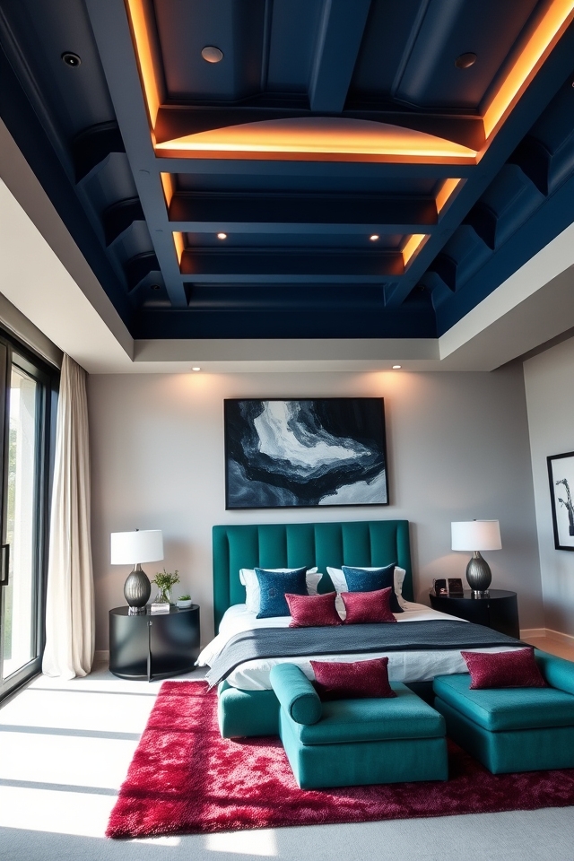 bold ceiling color accents