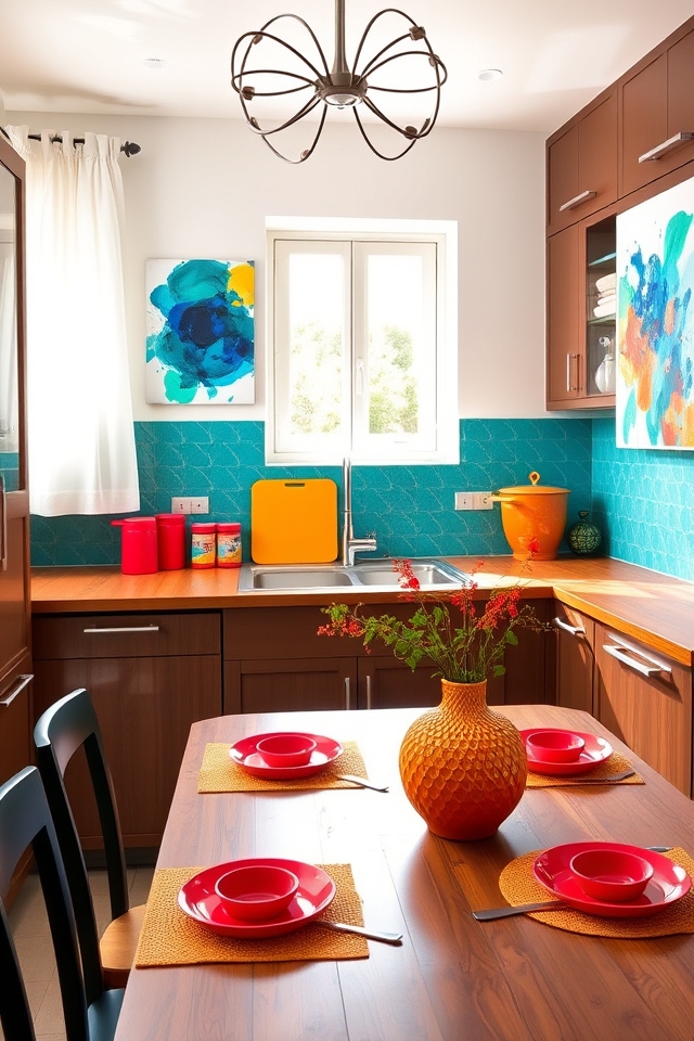 bold colorful kitchen accents