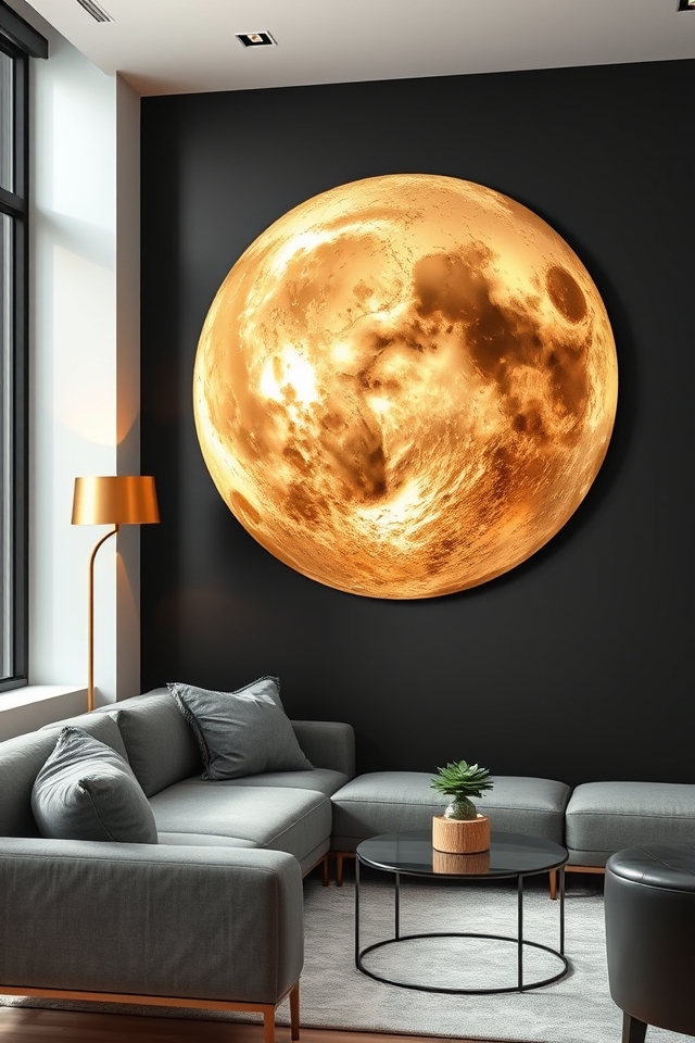 bold metallic moon sculptures