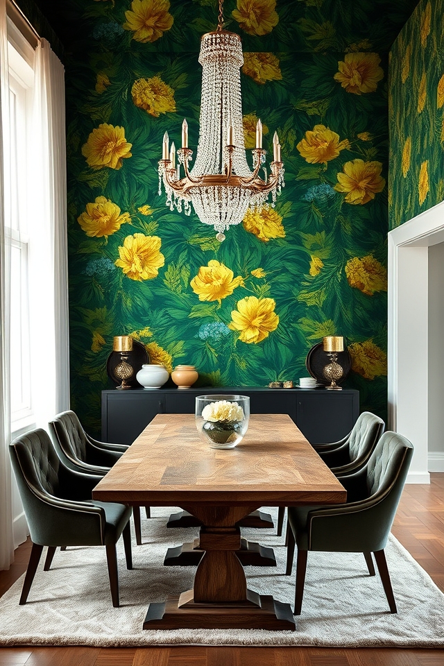 bold wallpapers enhance dining