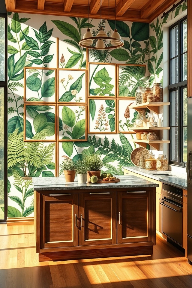 botanical prints feature wall