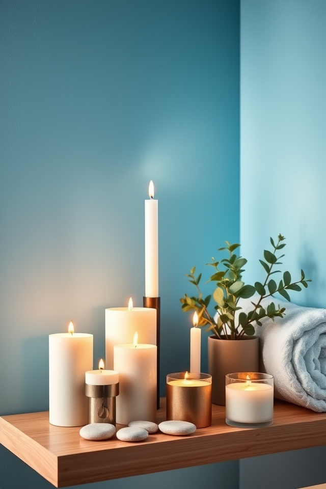 candle lit serene bathroom oasis