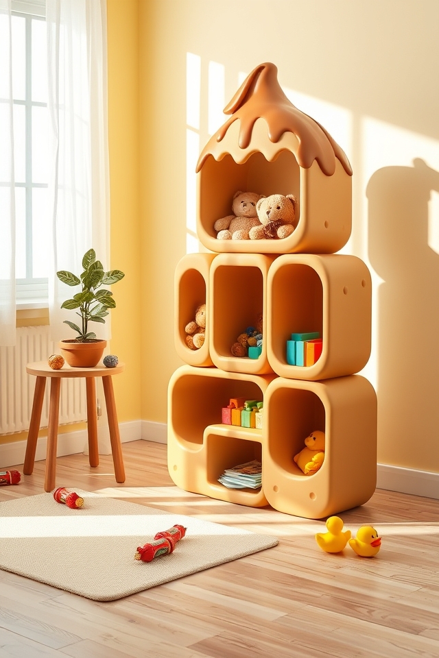 caramel themed toy storage fun