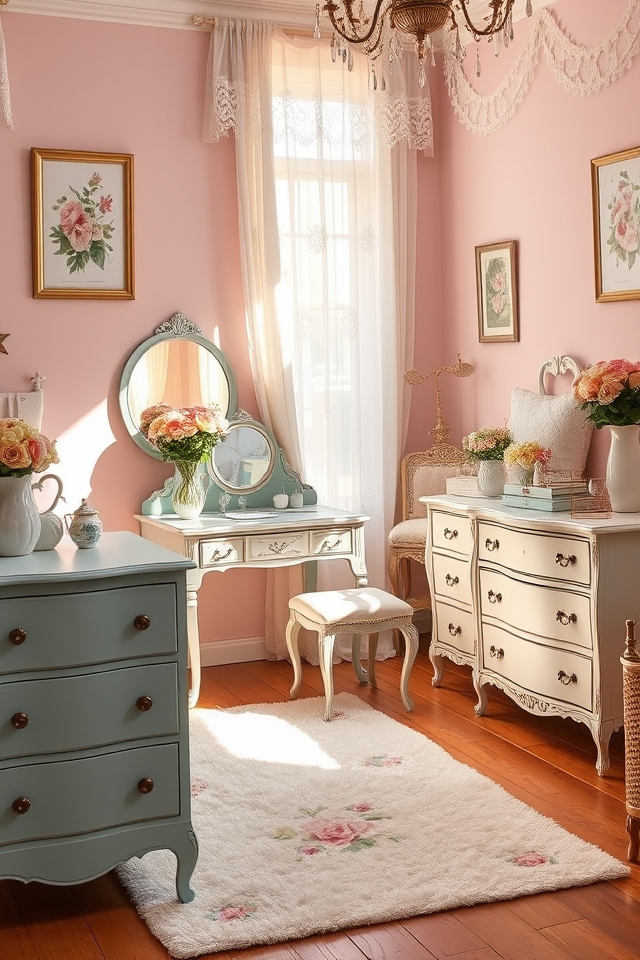 charming pastel vintage furniture