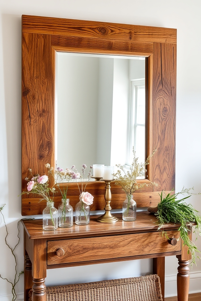 charming rustic wood mirror
