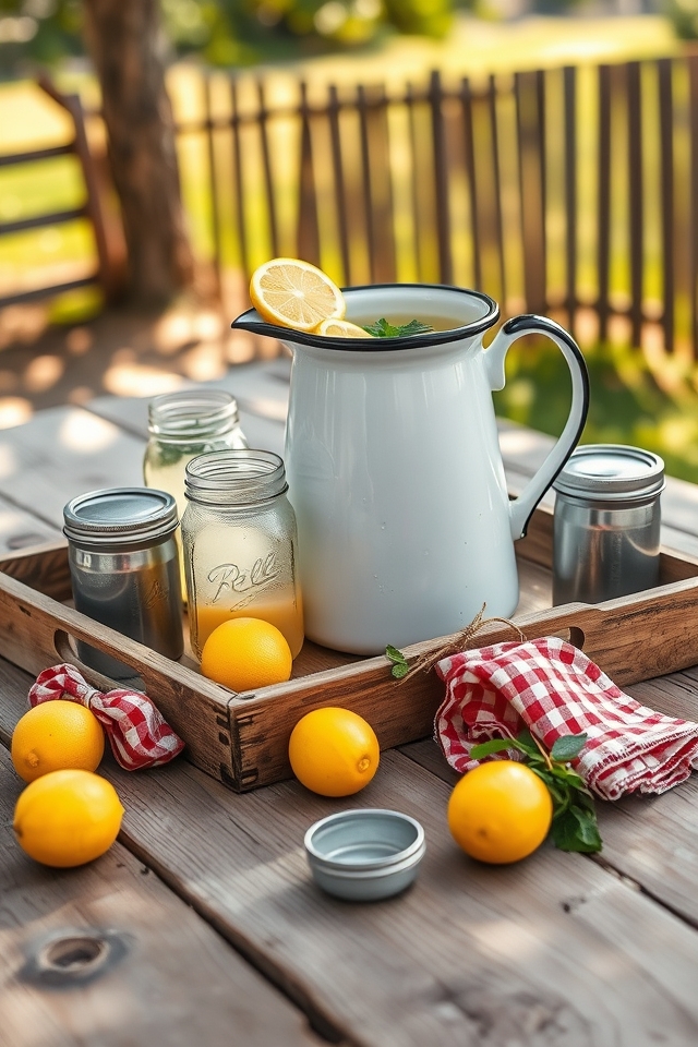 classic enamelware pitcher station