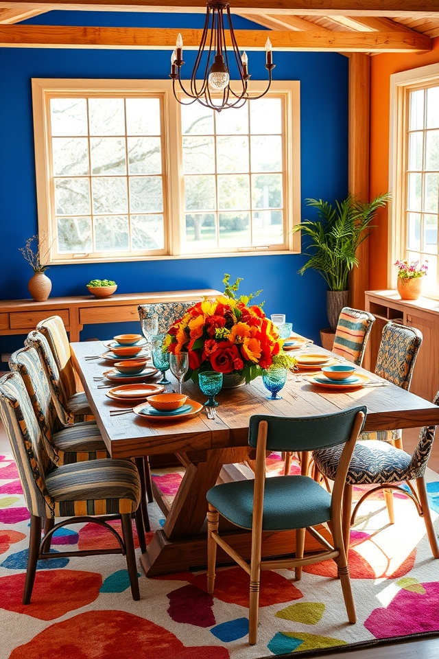 colorful dining area accents