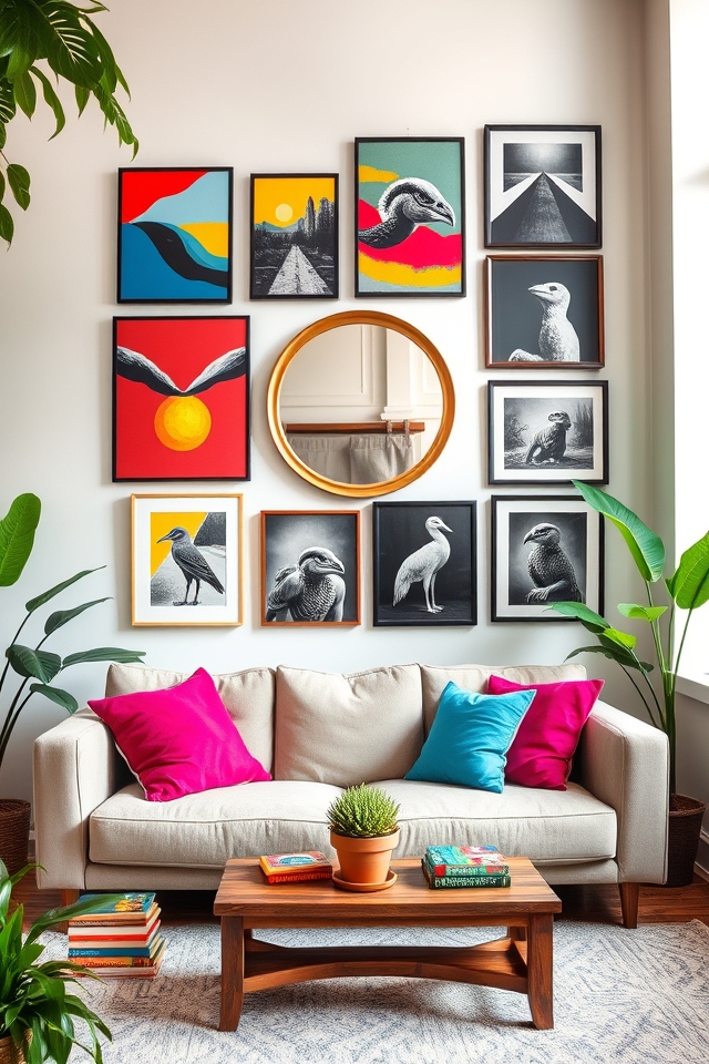 colorful gallery wall design