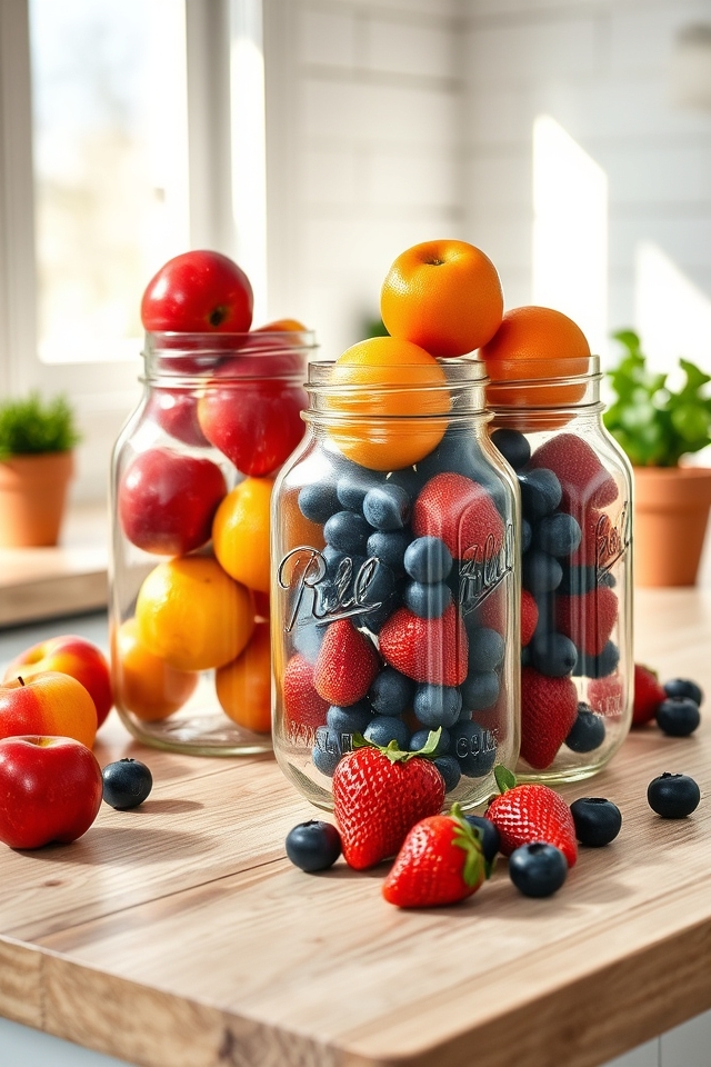colorful mason jar fruits