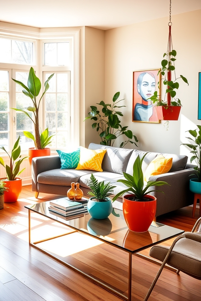 colorful pots enhance decor