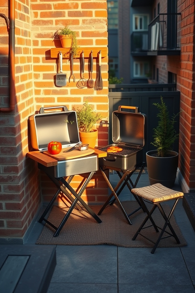 compact patio bbq setup
