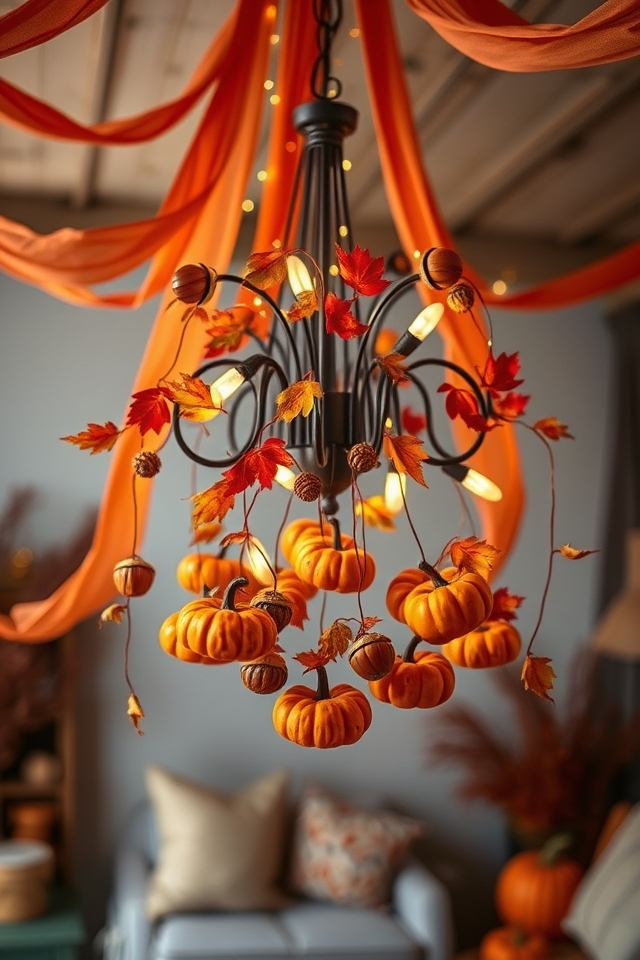 cozy autumn chandelier decor