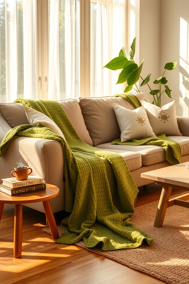 cozy avocado green blankets