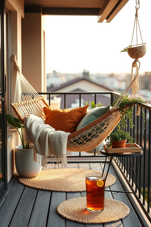 cozy balcony hammock retreat