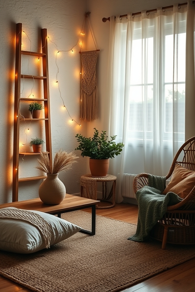 cozy boho string lights