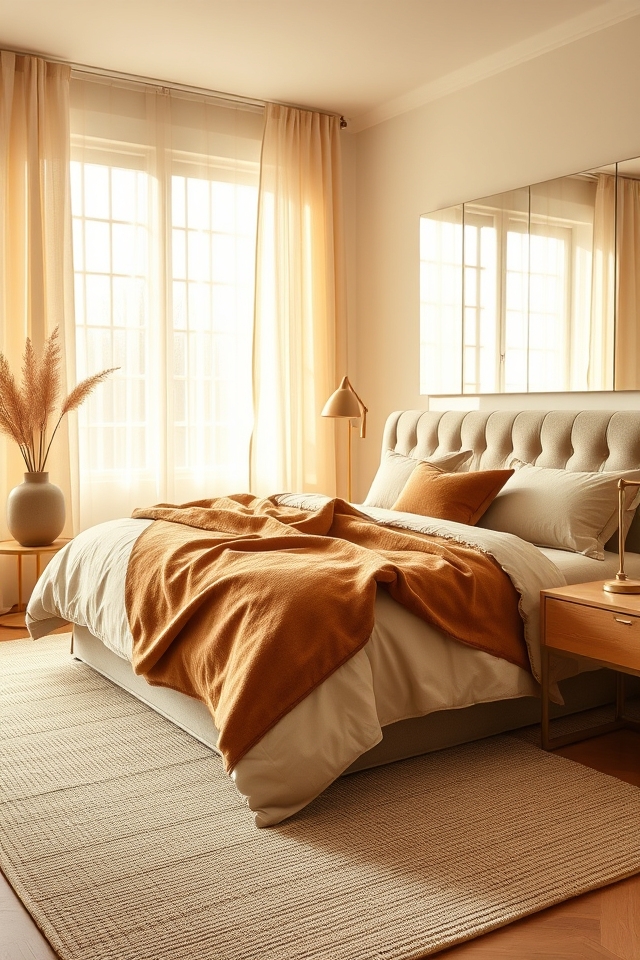 cozy caramel bedroom tones