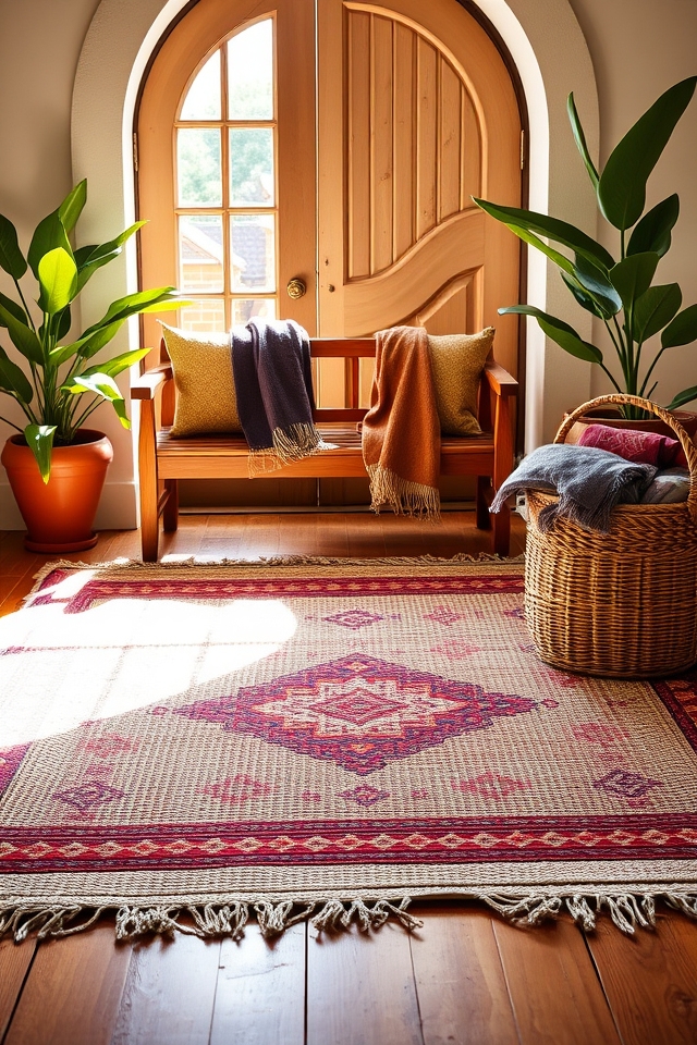 cozy entrance with textiles