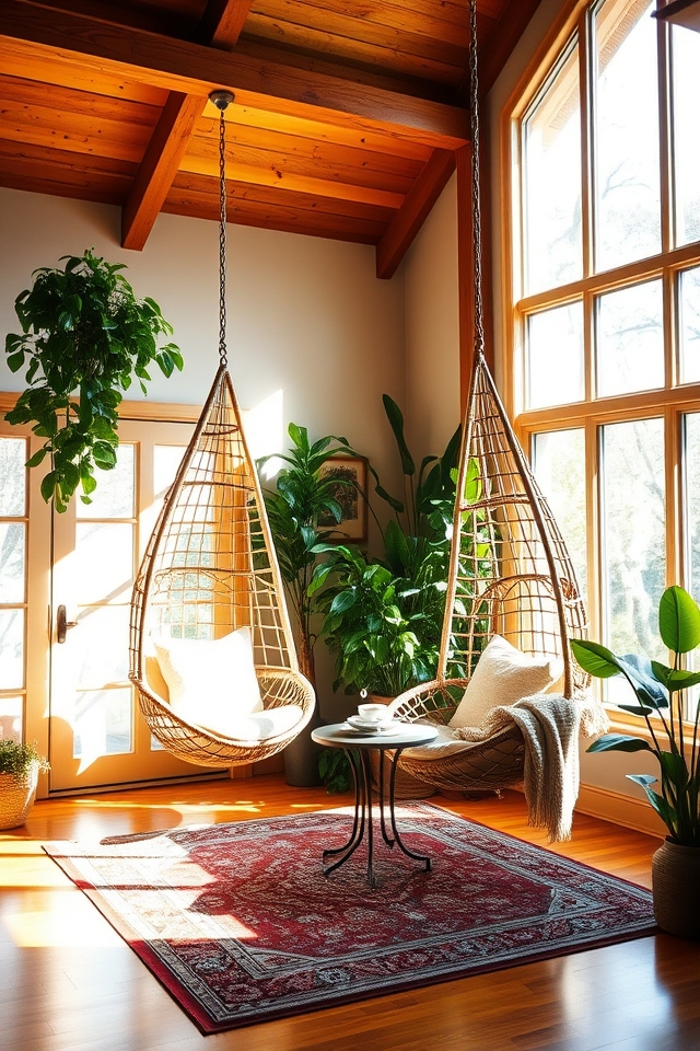 cozy nook with hanging chairs