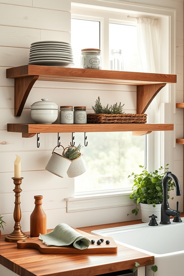 cozy rustic wooden shelves