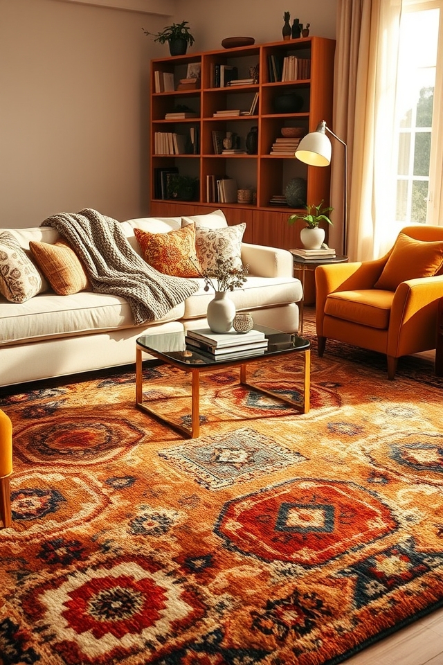 cozy statement area rug