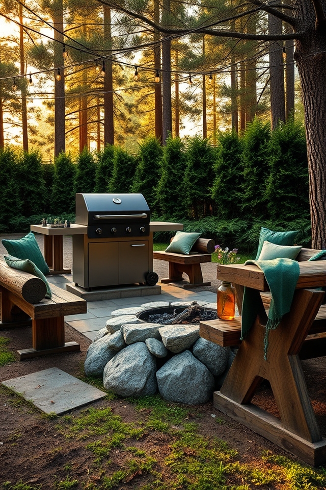 cozy woodland bbq retreat