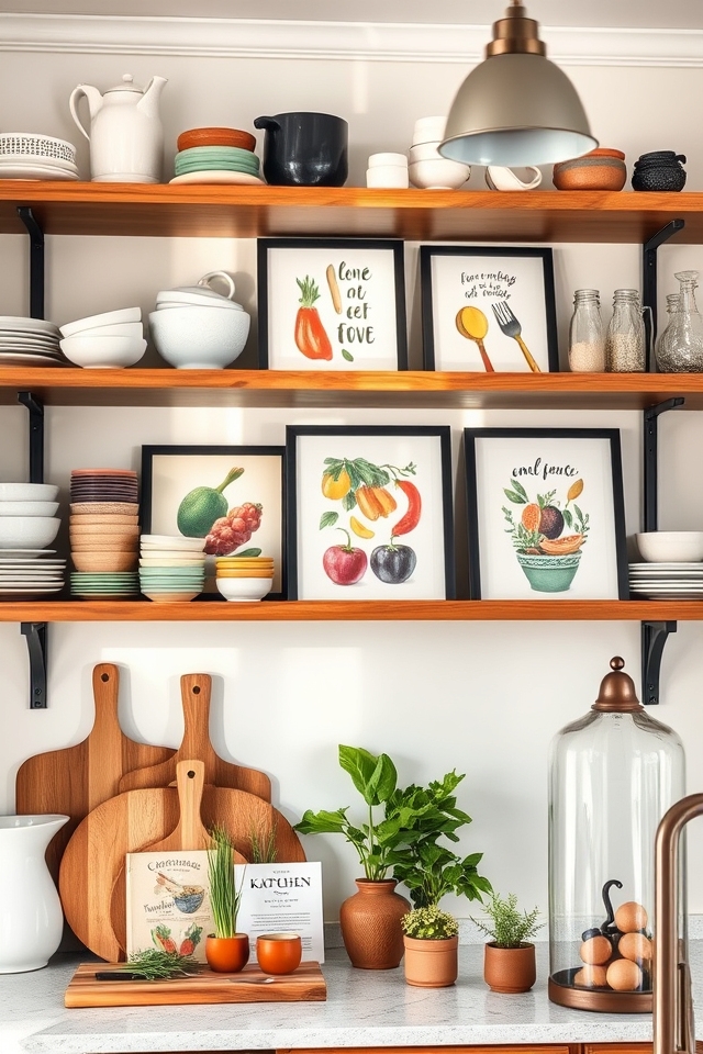 curated kitchen artwork display
