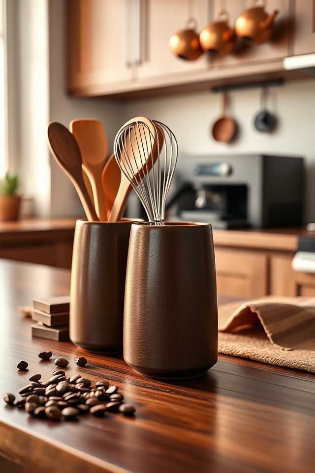 deep brown themed holders