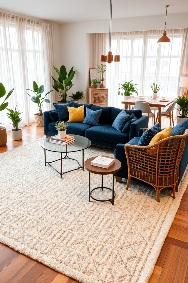define spaces with area rugs