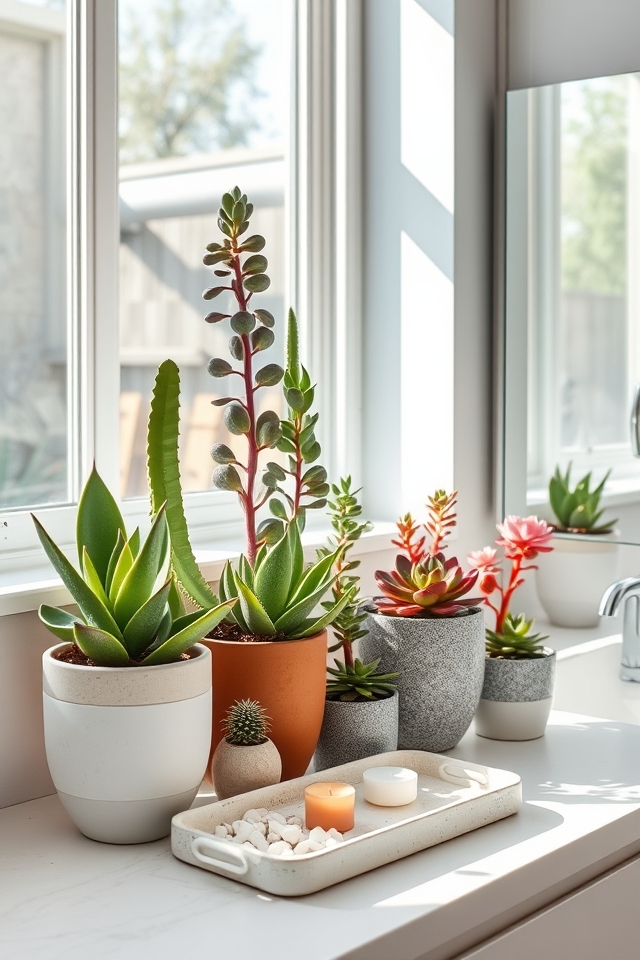 drought tolerant bathroom succulents