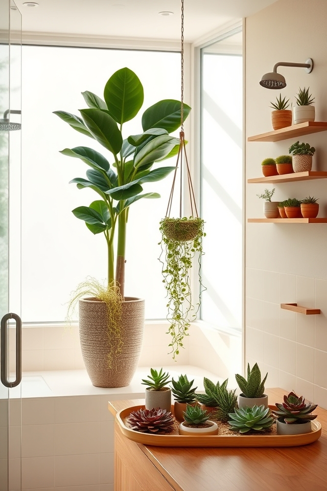 dynamic bathroom plant arrangement