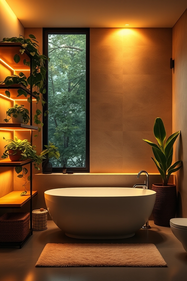 enhance bathroom plant lighting