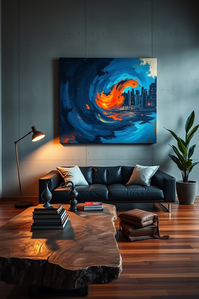 expressive artwork enhances decor