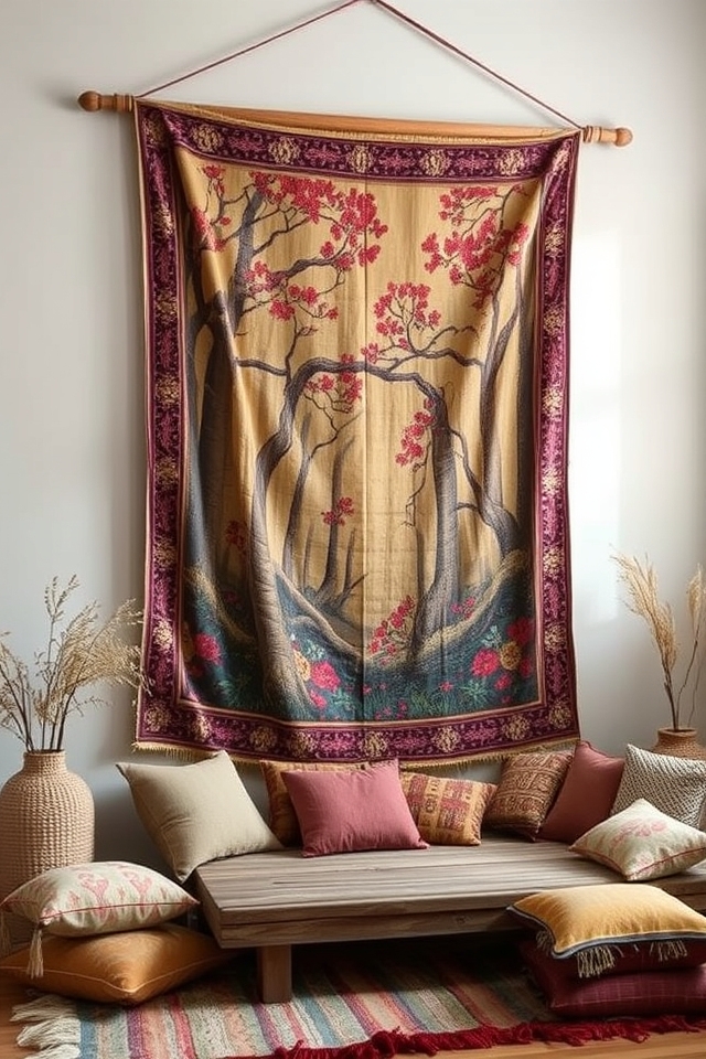 fabric tapestry adds warmth