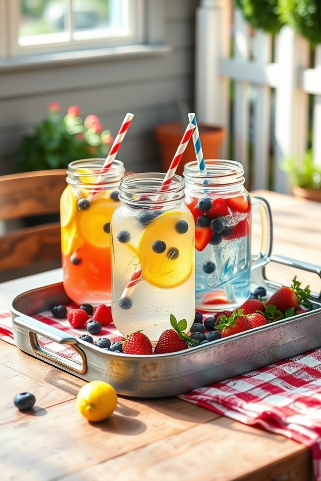 festive patriotic mason jars