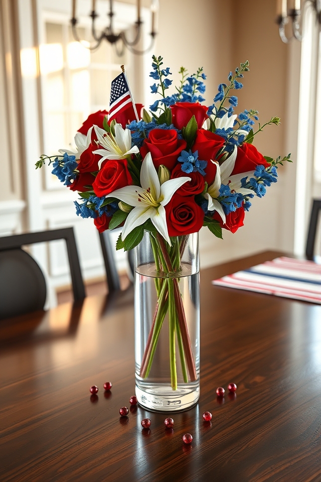 flag inspired patriotic floral centerpiece
