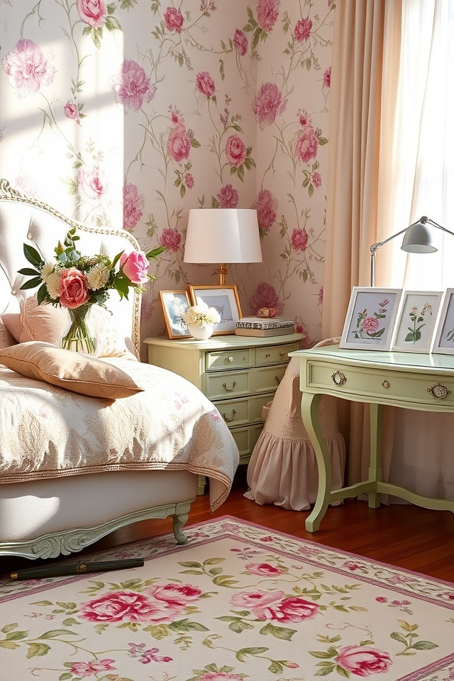 floral accents enhance decor