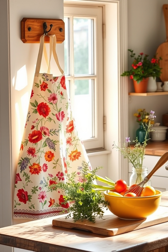floral kitchen apron charm