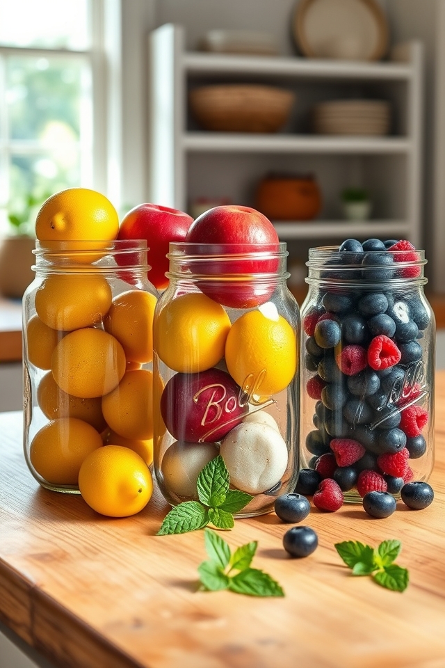 fresh fruit in jars
