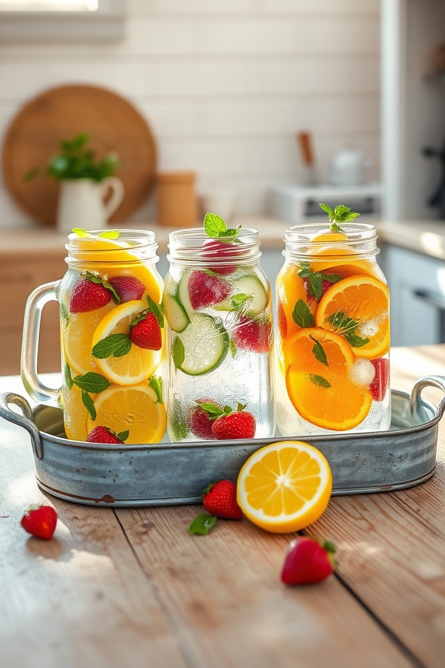 fruit infused mason jar station