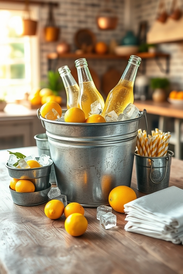 galvanized metal bucket setup