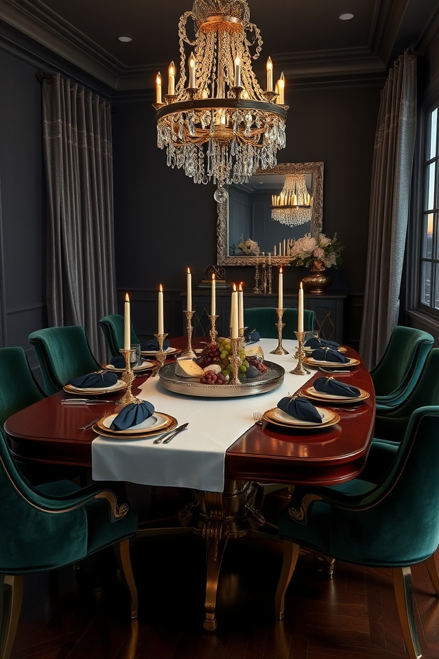 glamorous metallic dining accents