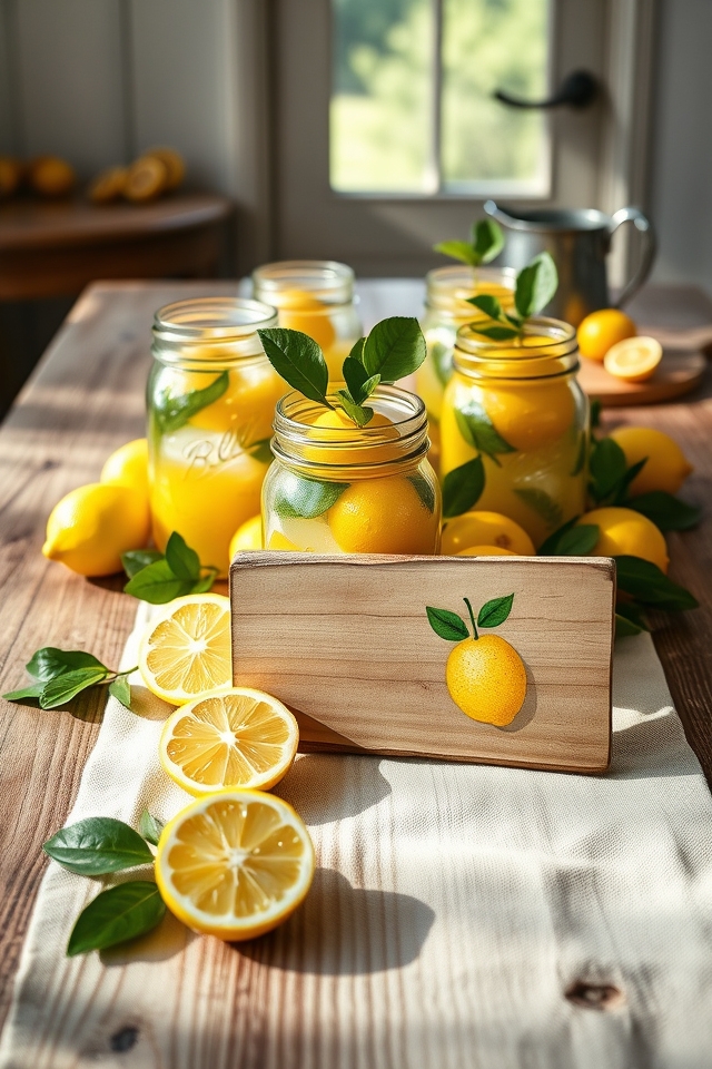 hand painted vibrant lemon accents