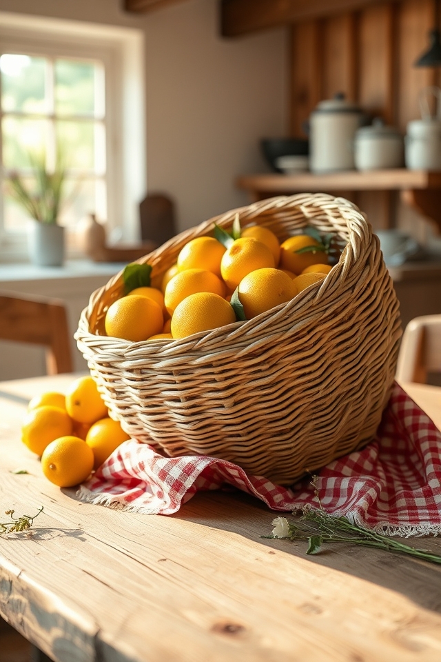 handwoven wicker lemon basket