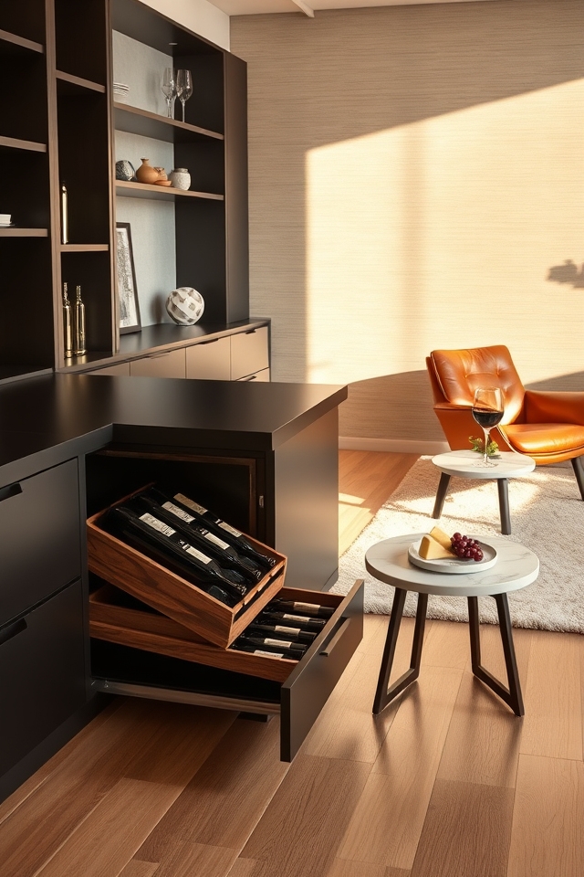 hidden minimalist wine storage